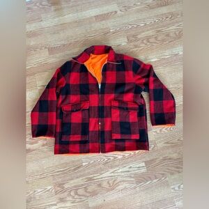 Vintage 70s Woolrich Buffalo Plaid Wool Hunting Jacket Reversible Size XL